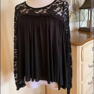 Black lace swing top